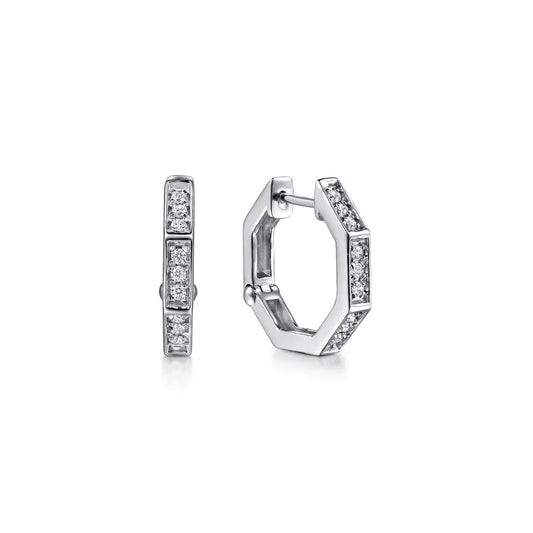 Gabriel & Co., 14K White Gold Diamond Huggie Earrings