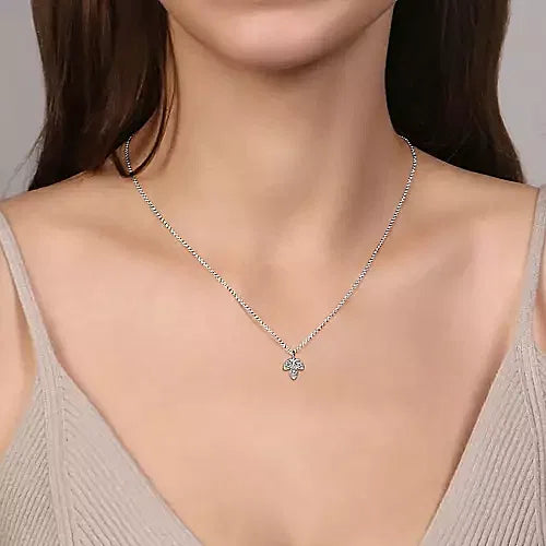 Gabriel & Co., 14K White Gold Diamond Leaf Shape Pendant Necklace