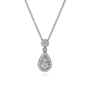 Gabriel & Co., 14K White Gold Diamond Pear Shape Pendant Necklace