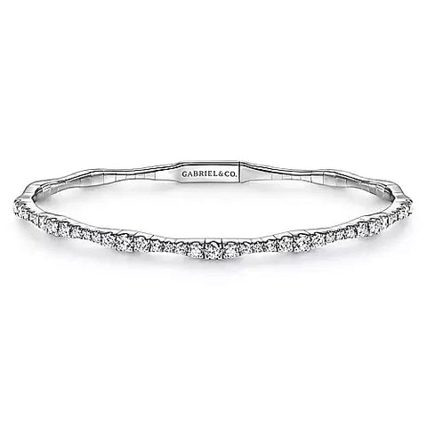 Gabriel & Co., 14K White Gold Diamond Station Bangle