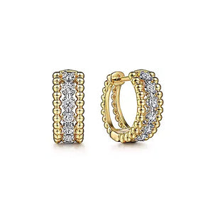 Gabriel & Co., 14K White-Yellow Gold Bujukan Huggie Pave Diamond Earrings