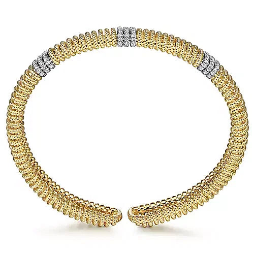 Gabriel & Co., 14K White-Yellow Gold Diamond Rope Bangle