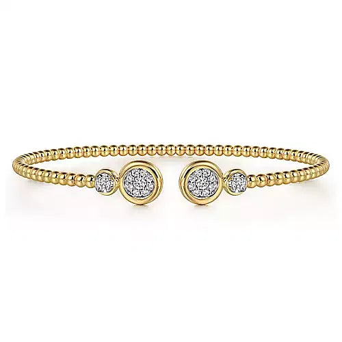 Gabriel & Co., 14K White and Yellow Gold Diamond Bujukan Bangle