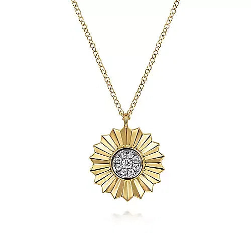 Gabriel & Co., 14K White and Yellow Gold Diamond Cut Pendant Necklace