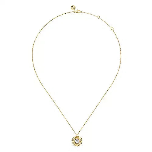 Gabriel & Co., 14K White and Yellow Gold Diamond Cut Pendant Necklace
