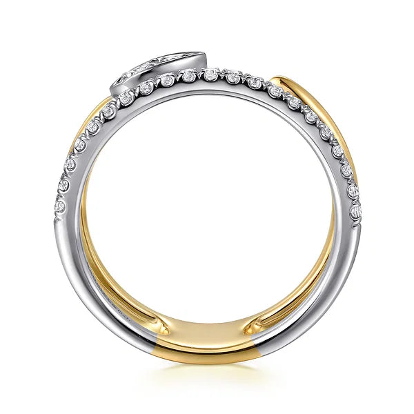 Gabriel & Co., 14K White and Yellow Gold Diamond Easy Stackable Ladies Ring