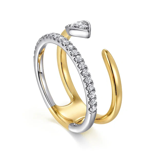 Gabriel & Co., 14K White and Yellow Gold Diamond Easy Stackable Ladies Ring