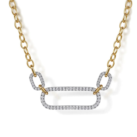 Gabriel & Co., 14K White&Yellow Gold Diamond Link Chain Necklace