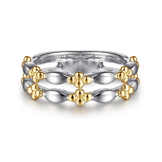 Gabriel & Co., 14K Yellow Gold & 925 Sterling Silver Bujukan Easy Stackable Ring
