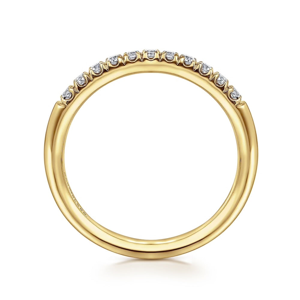 Gabriel & Co., 14K Yellow Gold 11 Stone French Pave Diamond Wedding Band
