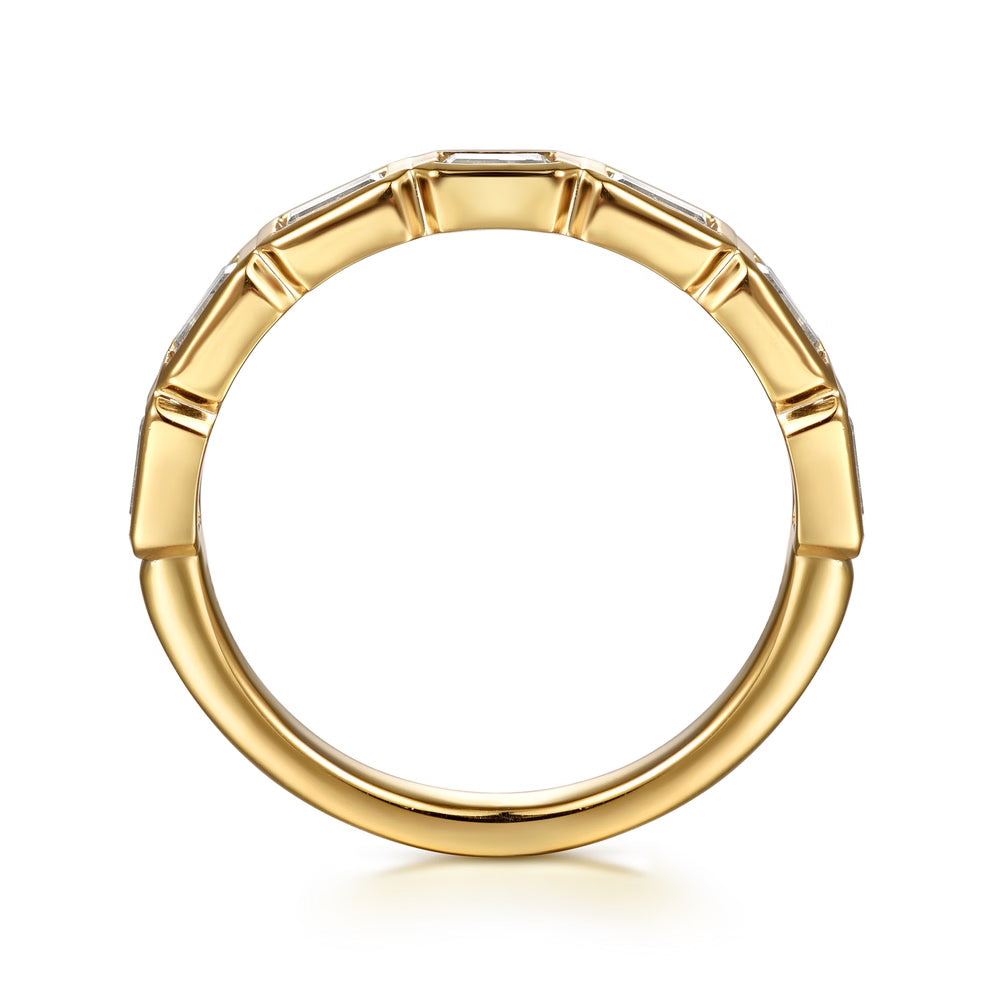 Gabriel & Co., 14K Yellow Gold Bezel Baguette Diamond Band