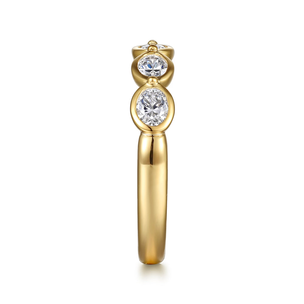 Gabriel & Co., 14K Yellow Gold Bezel Baguette Diamond Band