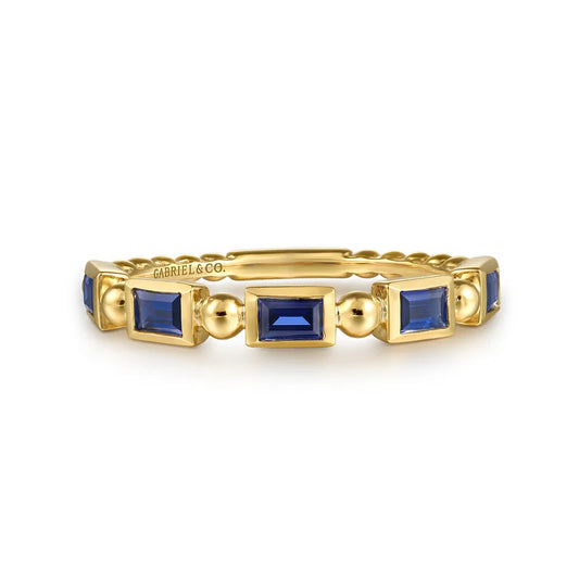 Gabriel & Co., 14K Yellow Gold Blue Sapphire Geometric Stackable Ring