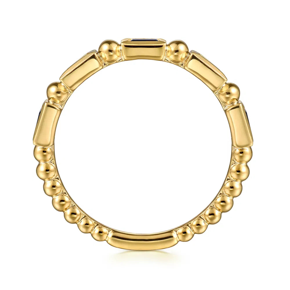 Gabriel & Co., 14K Yellow Gold Blue Sapphire Geometric Stackable Ring