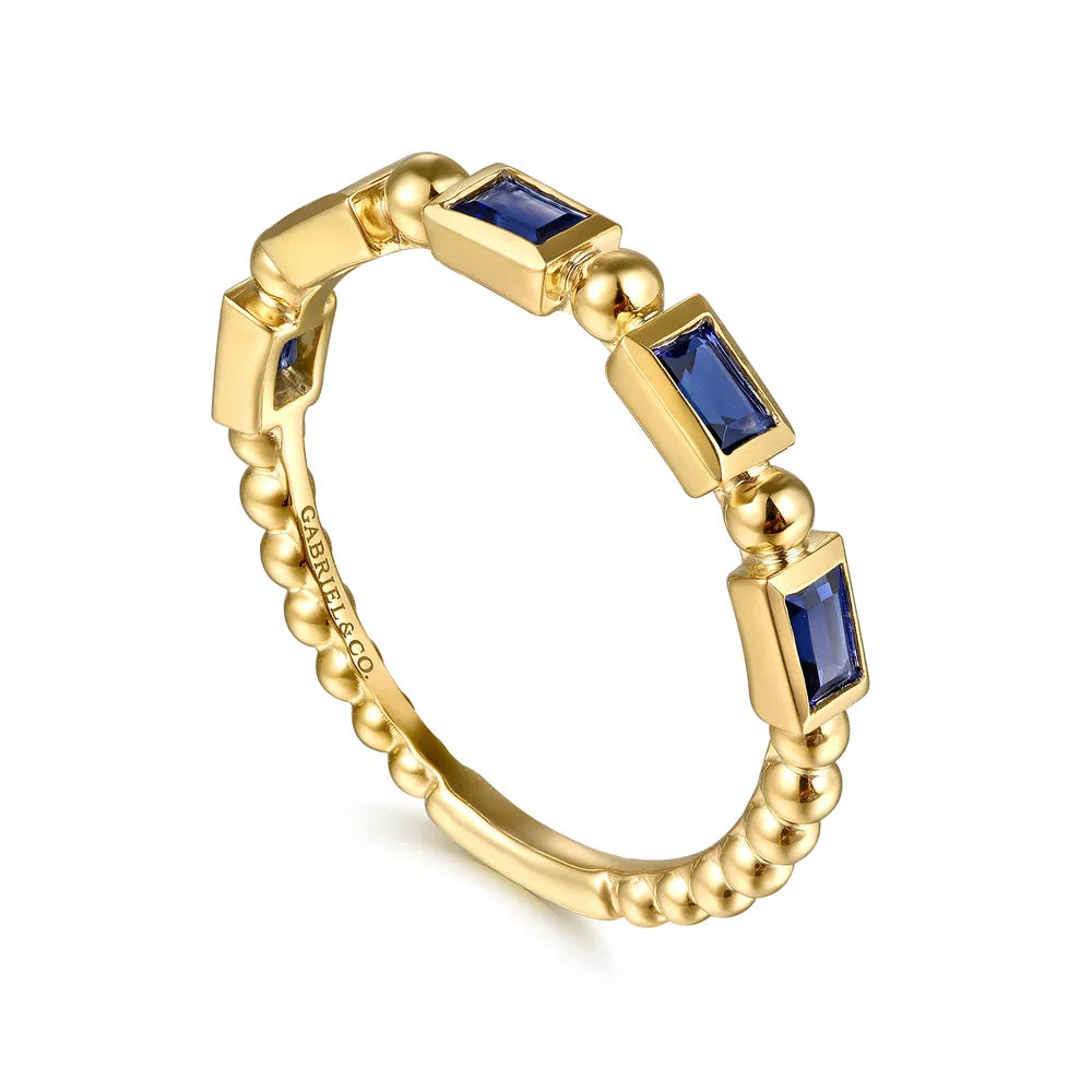 Gabriel & Co., 14K Yellow Gold Blue Sapphire Geometric Stackable Ring