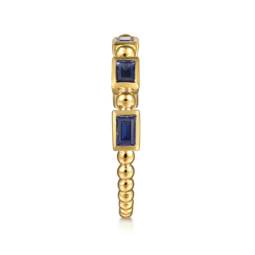 Gabriel & Co., 14K Yellow Gold Blue Sapphire Geometric Stackable Ring