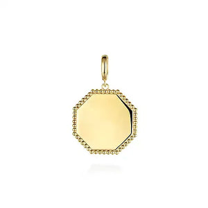 Gabriel & Co., 14K Yellow Gold Bujukan Hexagon Personalized Medallion Pendant