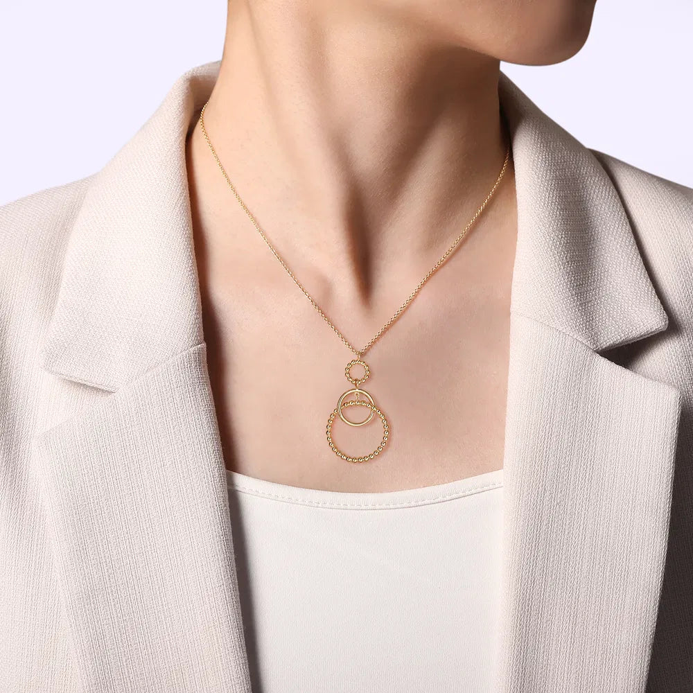 Gabriel & Co., 14K Yellow Gold Bujukan Multi Circle Pendant Necklace