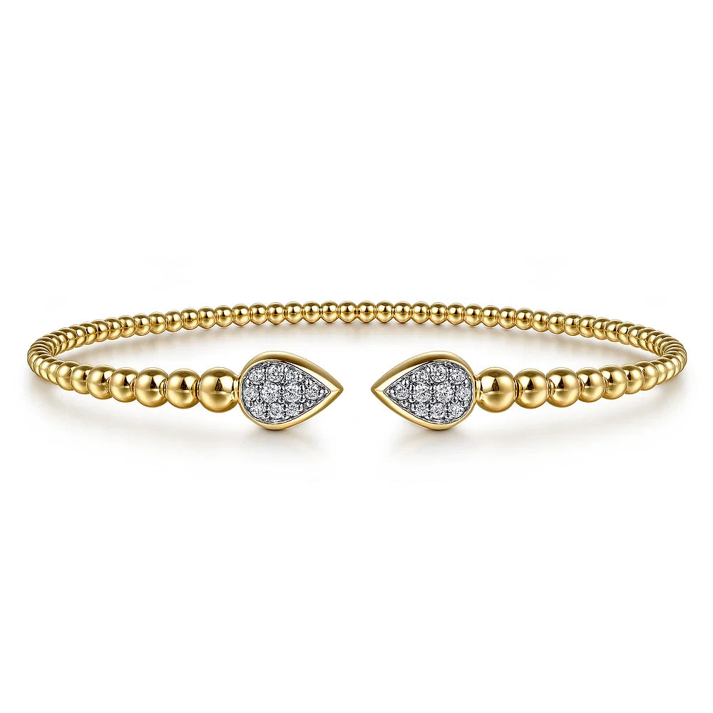 Gabriel & Co., 14K Yellow Gold Bujukan Pave Diamond Split Bangle Bracelet