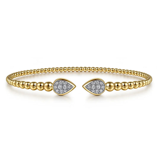 Gabriel & Co., 14K Yellow Gold Bujukan Pave Diamond Split Bangle Bracelet