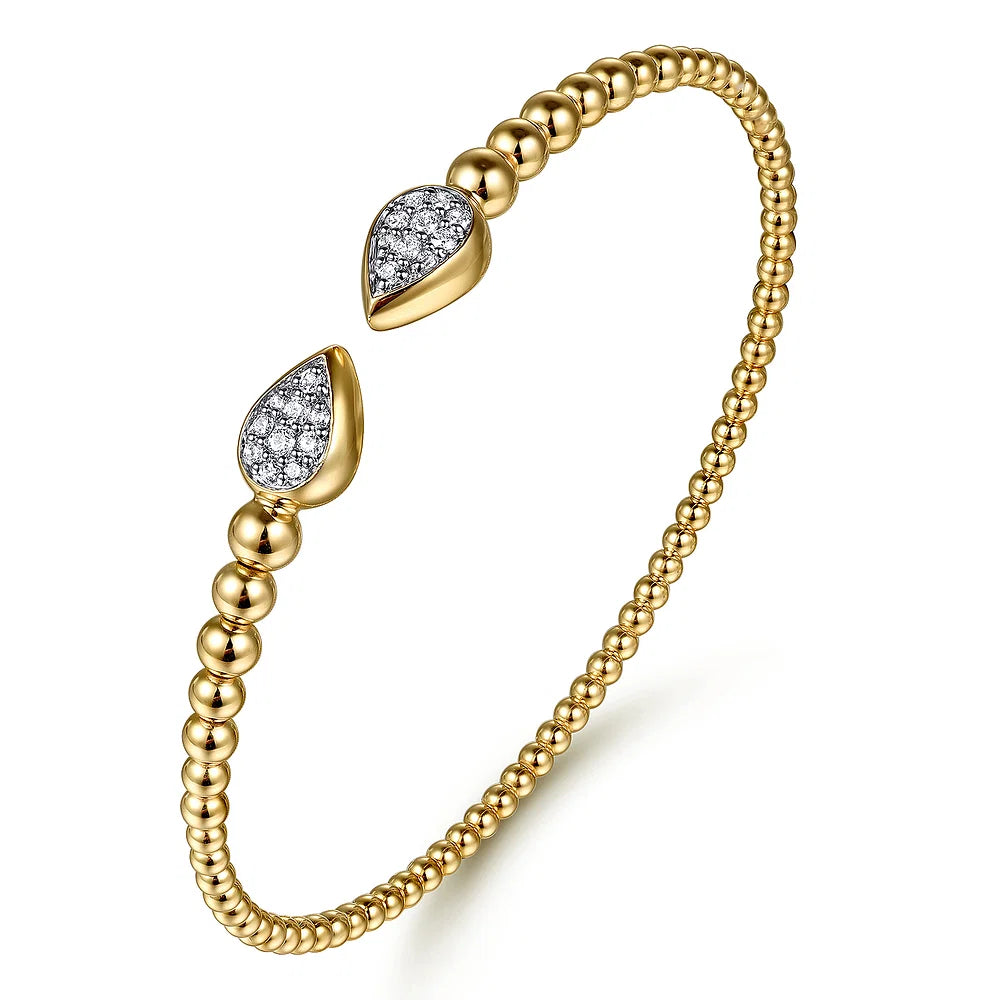Gabriel & Co., 14K Yellow Gold Bujukan Pave Diamond Split Bangle Bracelet