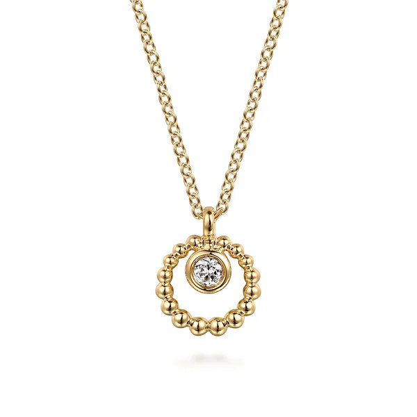 Gabriel & Co., 14K Yellow Gold Bujukan and White Sapphire Pendant Necklace