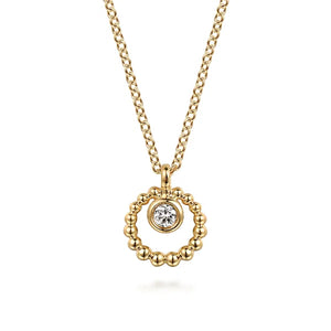 Gabriel & Co., 14K Yellow Gold Bujukan and White Sapphire Pendant Necklace