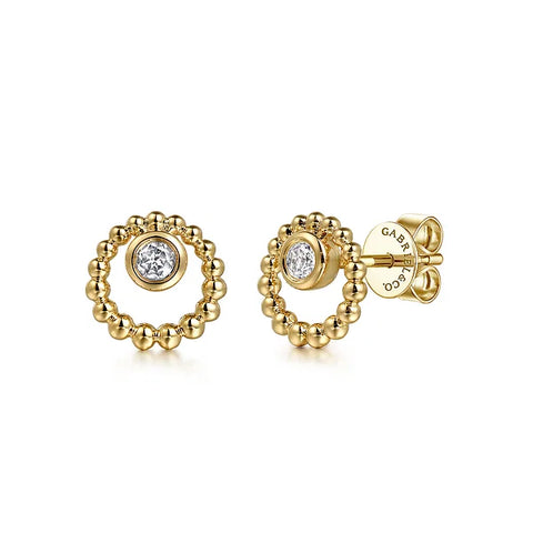 Gabriel & Co., 14K Yellow Gold Bujukan and White Sapphire Stud Earrings