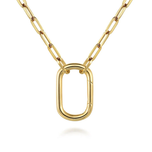 Gabriel & Co., 14K Yellow Gold Chain Necklace with Rectangle Drop