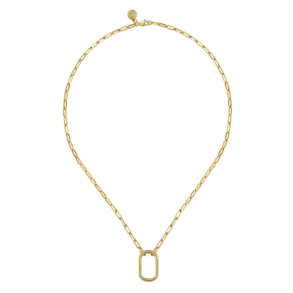 Gabriel & Co., 14K Yellow Gold Chain Necklace with Rectangle Drop