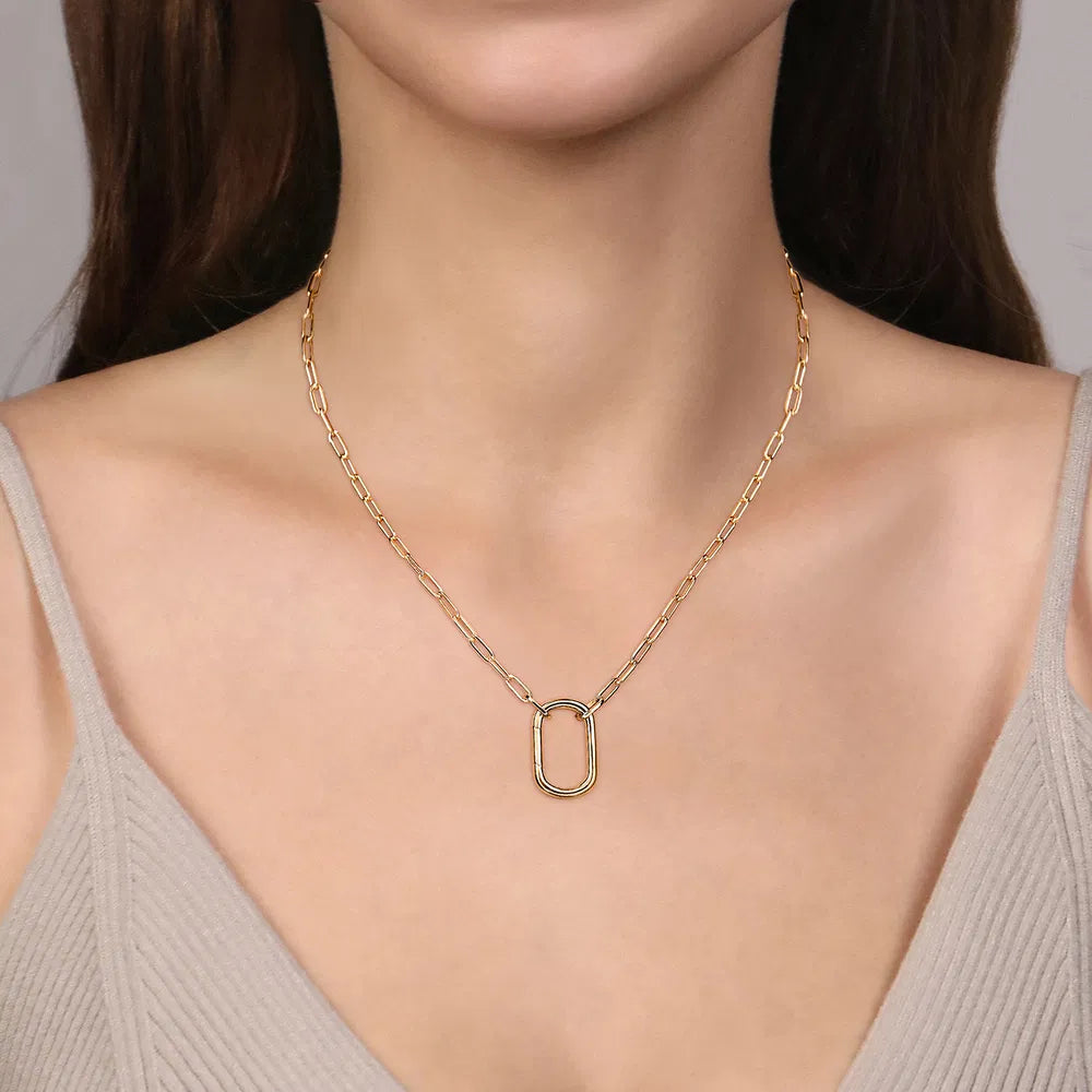 Gabriel & Co., 14K Yellow Gold Chain Necklace with Rectangle Drop