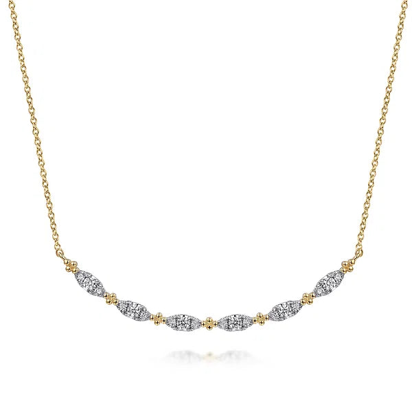 Gabriel & Co., 14K Yellow Gold Curved Bujukan Bar Diamond Necklace