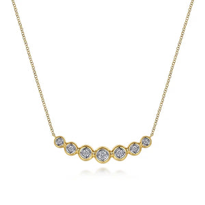Gabriel & Co., 14K Yellow Gold Curved Diamond Bar Necklace