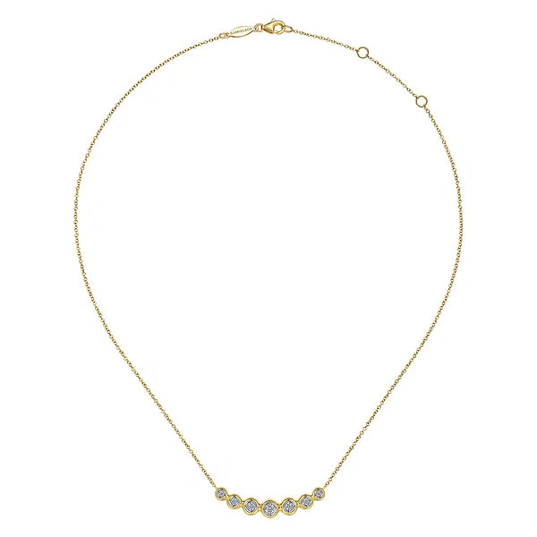 Gabriel & Co., 14K Yellow Gold Curved Diamond Bar Necklace