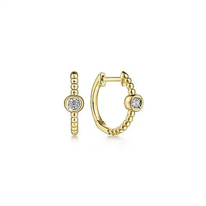 Gabriel & Co., 14K Yellow Gold Diamond Bujukan Huggie Earrings