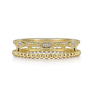 Gabriel & Co., 14K Yellow Gold Diamond Bujukan Marquis Shape Easy Stackable Ring