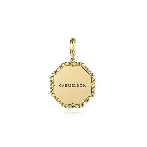 Gabriel & Co., 14K Yellow Gold Diamond Bujukan Starburst Hexagon Medallion Pendant