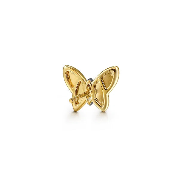 Gabriel & Co., 14K Yellow Gold Diamond Butterfly Stud Earrings