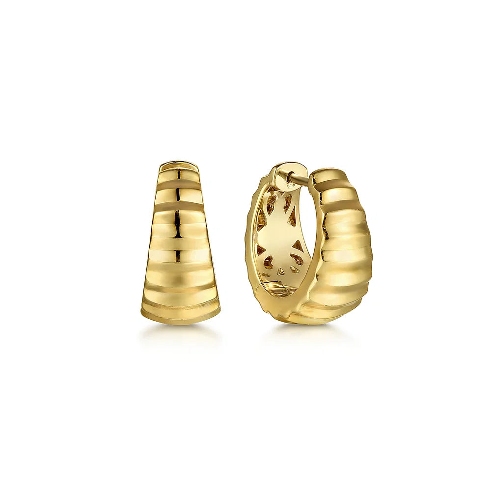 Gabriel & Co., 14K Yellow Gold Diamond Cut Huggie Earrings