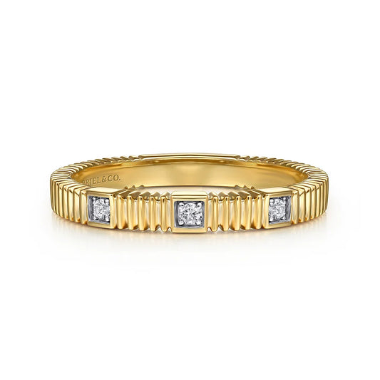 Gabriel & Co., 14K Yellow Gold Diamond Cut Stackable Ring