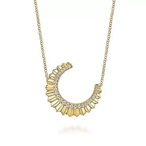 Gabriel & Co., 14K Yellow Gold Diamond Half Moon Diamond Cut Pendant Necklace