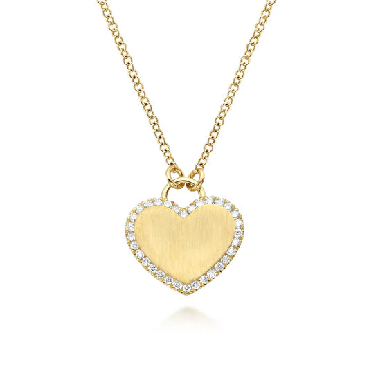 Gabriel & Co., 14K Yellow Gold Diamond Halo Heart Pendant Necklace