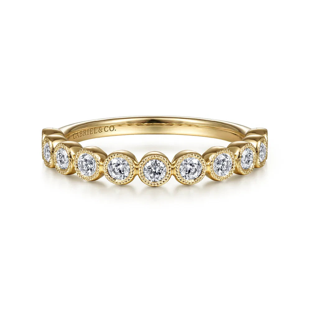 Gabriel & Co., 14K Yellow Gold Diamond Stackable Ring