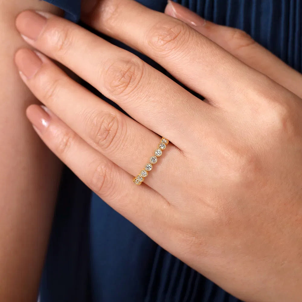 Gabriel & Co., 14K Yellow Gold Diamond Stackable Ring