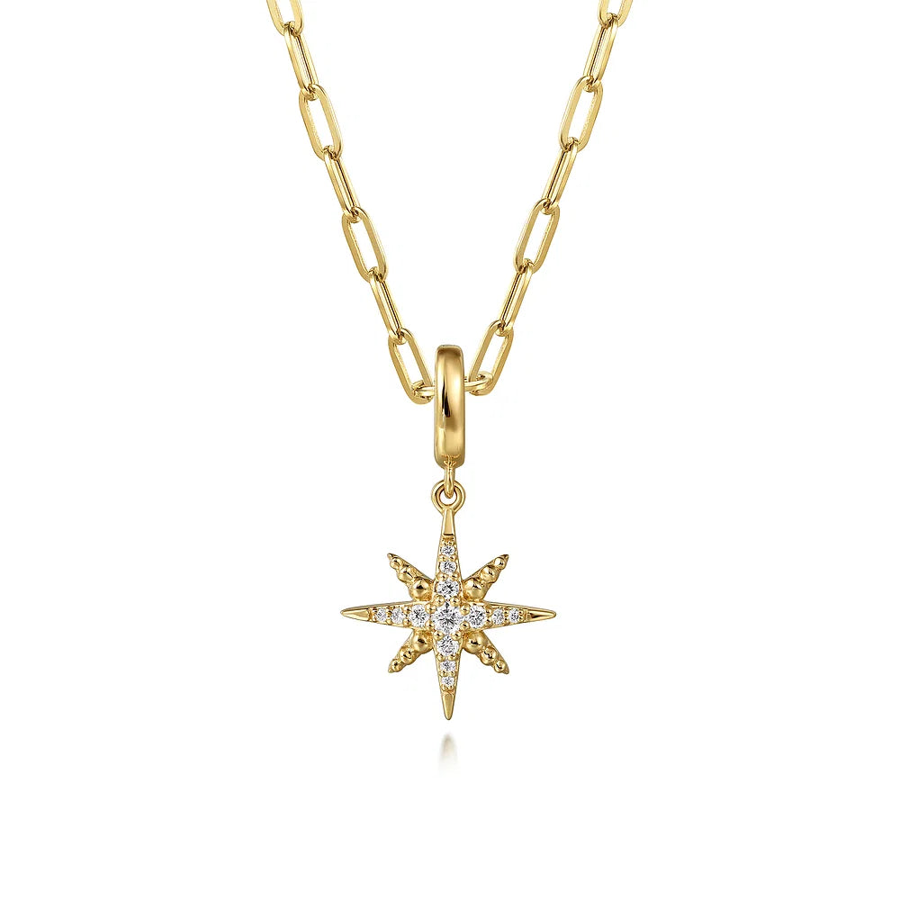 Gabriel & Co., 14K Yellow Gold Diamond Star Charm
