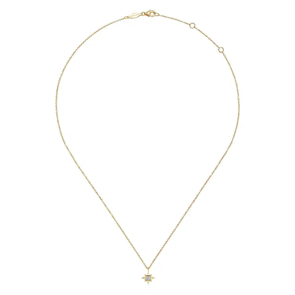 Gabriel & Co., 14K Yellow Gold Diamond Star Pendant Necklace