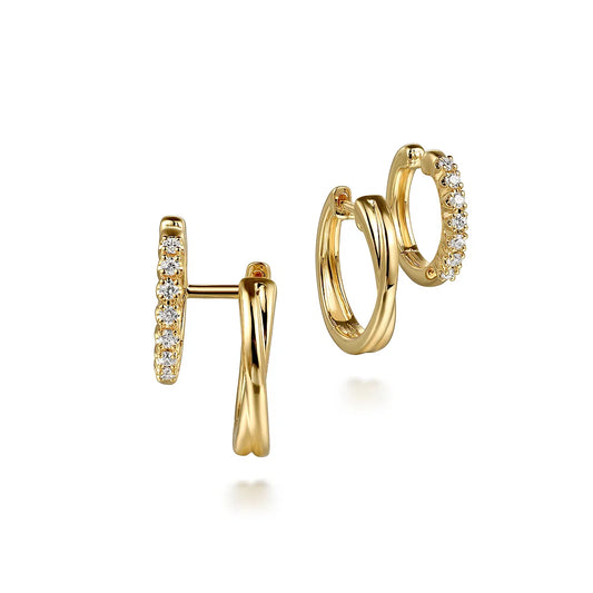 Gabriel & Co., 14K Yellow Gold Diamond Stuggies Earrings