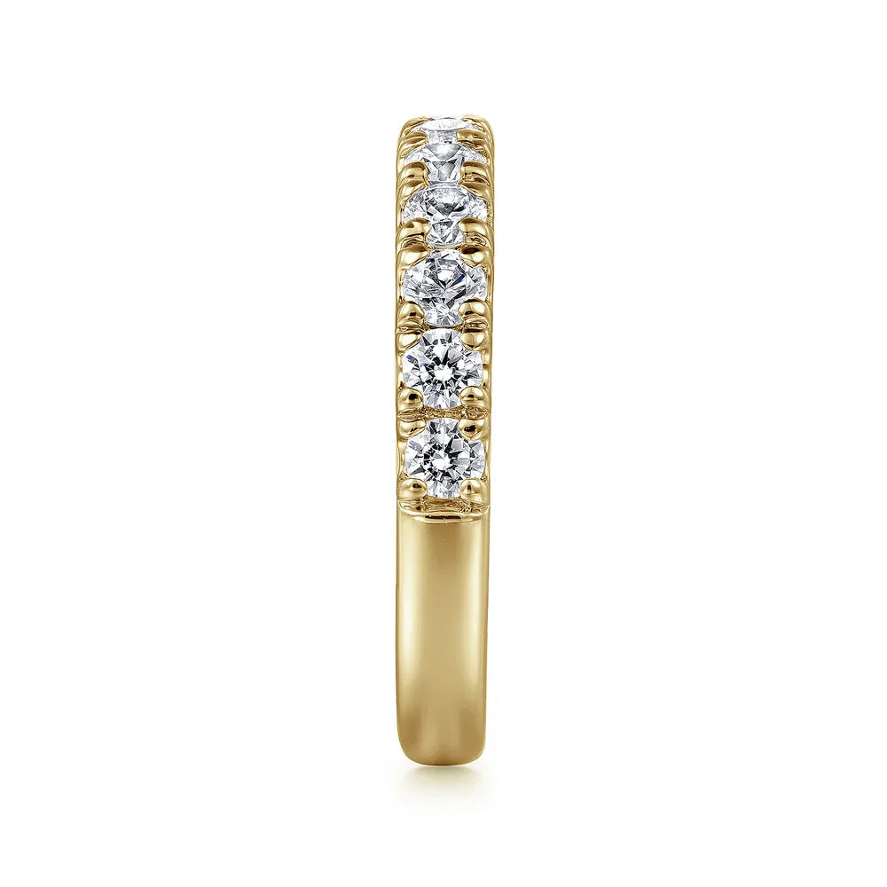 Gabriel & Co., 14K Yellow Gold French Pave Set Diamond Wedding Band