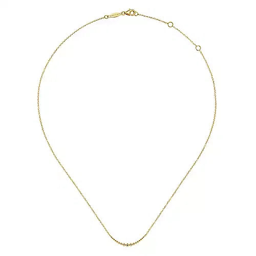 Gabriel & Co., 14K Yellow Gold Graduating Bujukan Beads Curved Bar Necklace