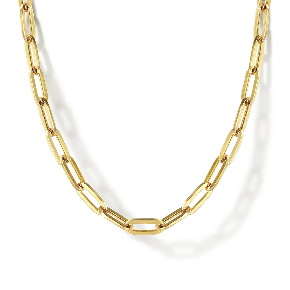 Gabriel & Co., 14K Yellow Gold Hollow Paper Clip Chain Necklace